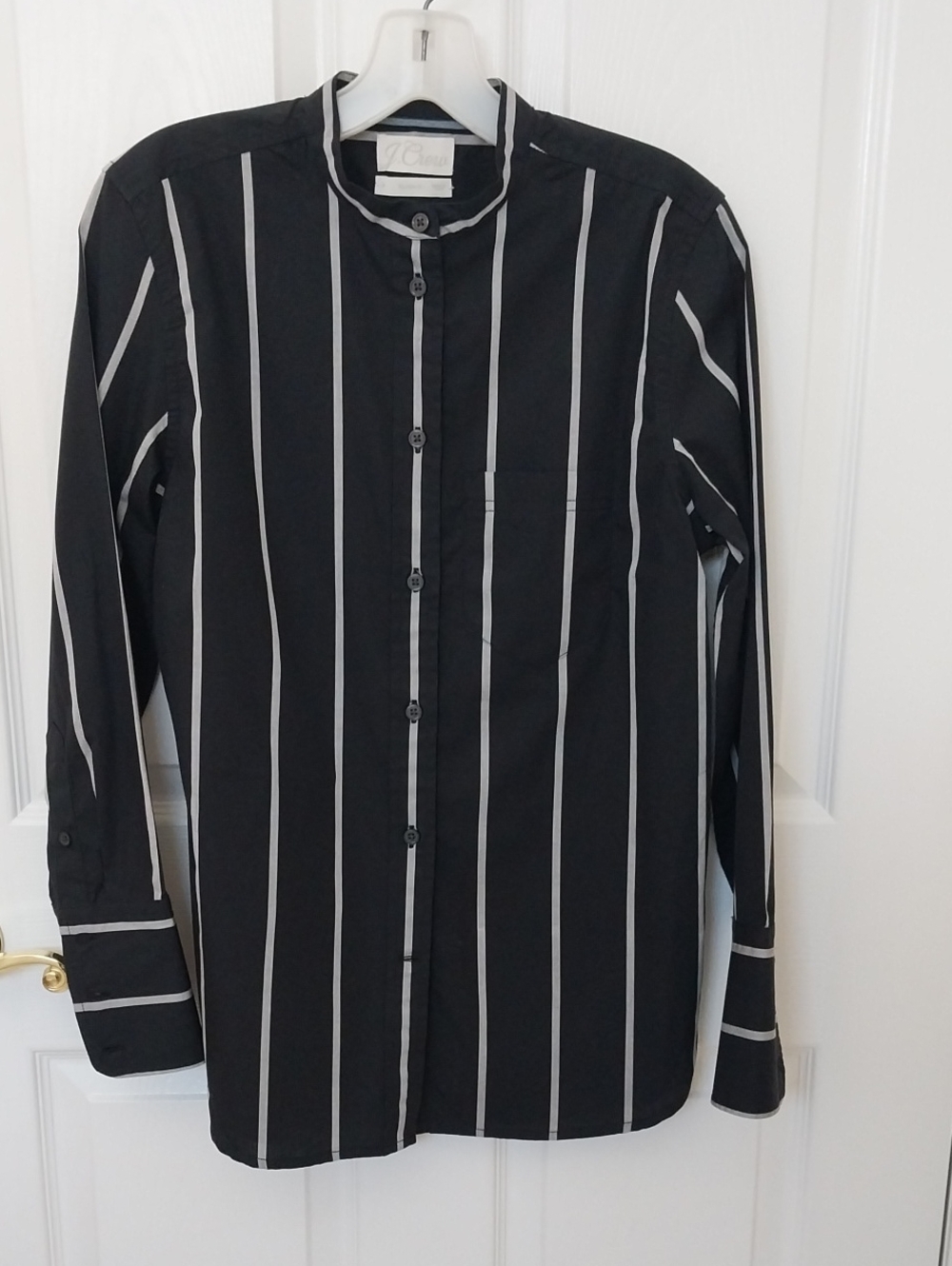 J. Crew Black and White Striped Collar Button Shirt